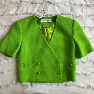 Zara Green crop Blazer